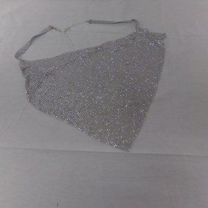 Shein Cowl Neck Rhinestone Bandana Halter Med.